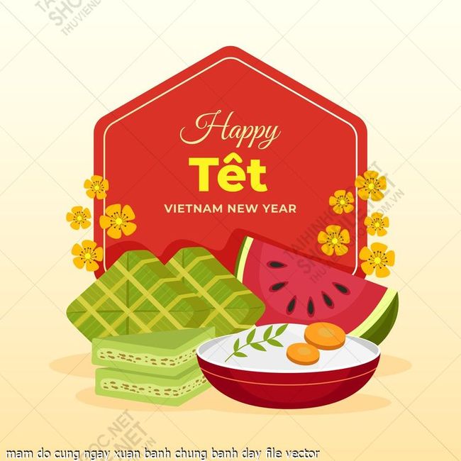 mam do cung ngay xuan banh chung banh day file vector